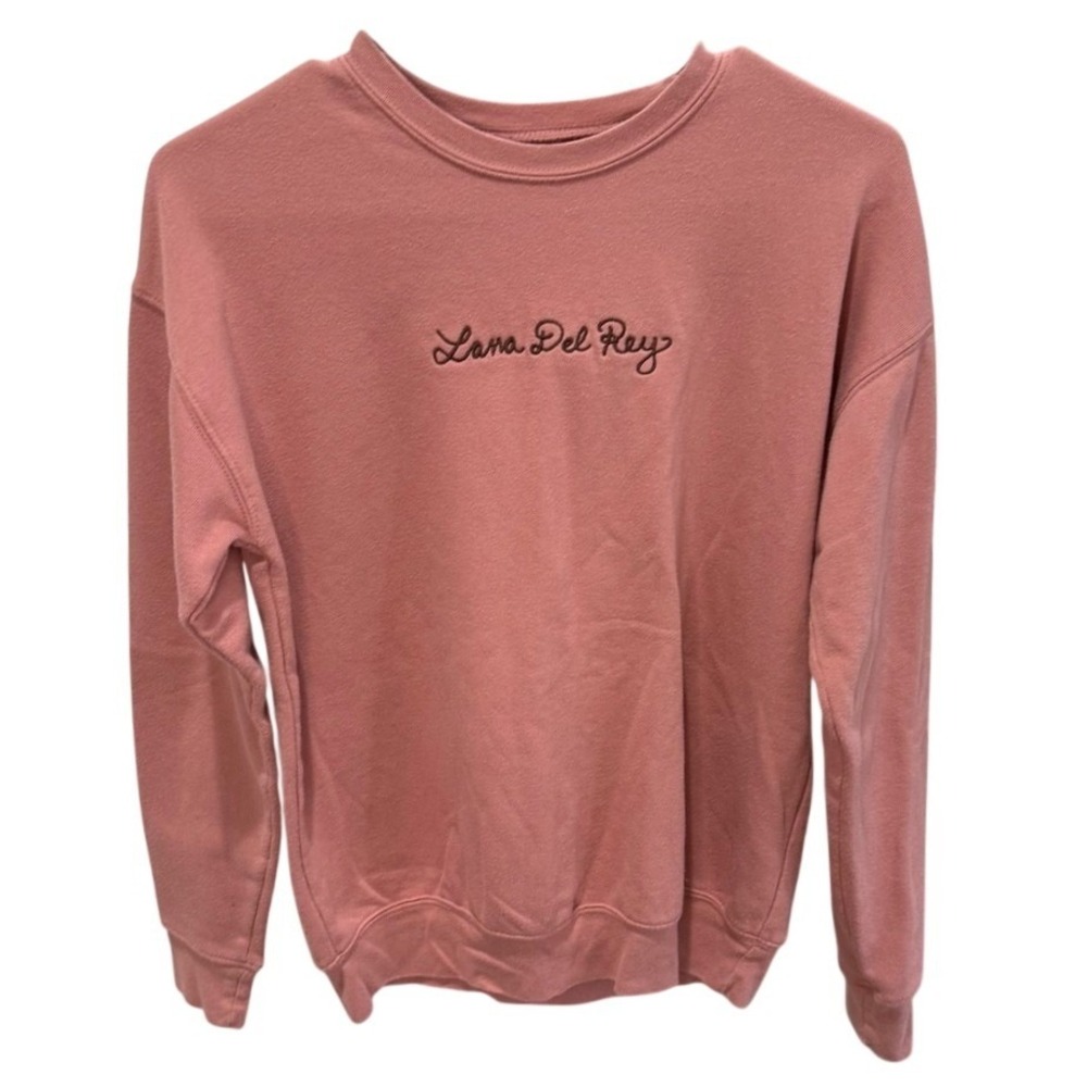 Lana Del Rey Pink Rose Crewneck Sweatshirt Embroidered Logo Small